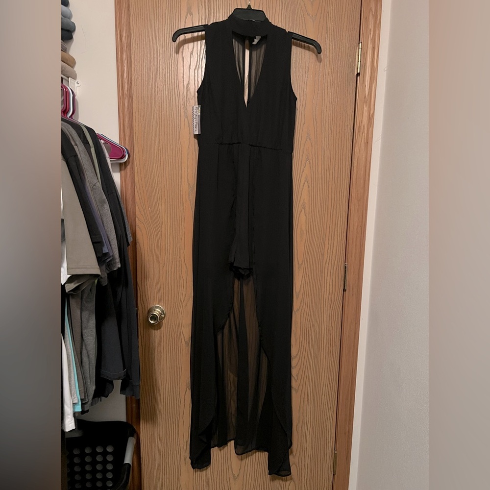 Black, High-Neck, Maxi Romper. NWT